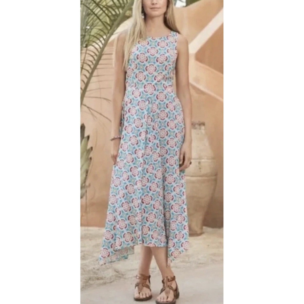 Sundance Maxi Dress Cali Medallion Print Handkerchief Hemline 16 Boho Cottage